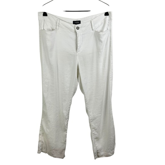NYDJ Pants - NYDJ White Linen Blend Ankle JEANS PANTS 12 Straight Beach Coastal Summer Casual